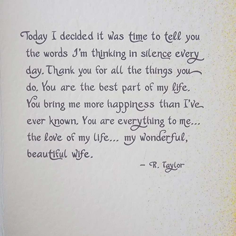 Blue Mountain Arts Wife Greeting Card R. Taylor Words of Love Deckle Edge Paper